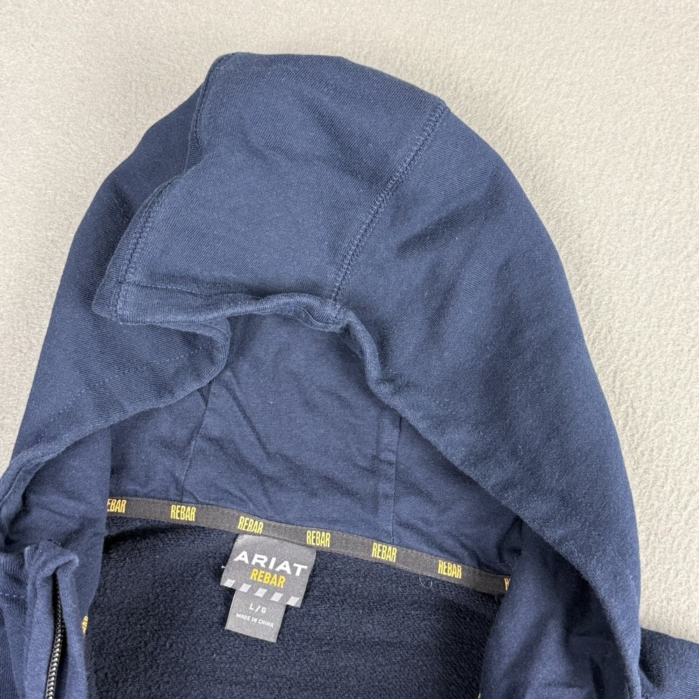 Ariat Rebar Full Zip Up Hoodie Men's Size Large Sweater Navy Blue Outdoor - Picture 5 of 9